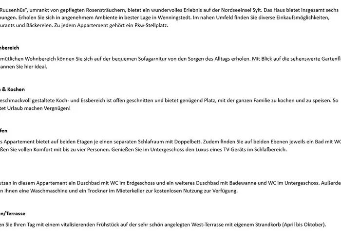 Ruusenhues - Westerhoern 9, App 2 * Wenningstedt-Braderup